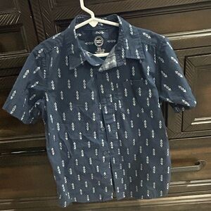 Boys Size 6/7 Wonder Nation Navy Blue/White Short sleeve Button Up Shirt $7